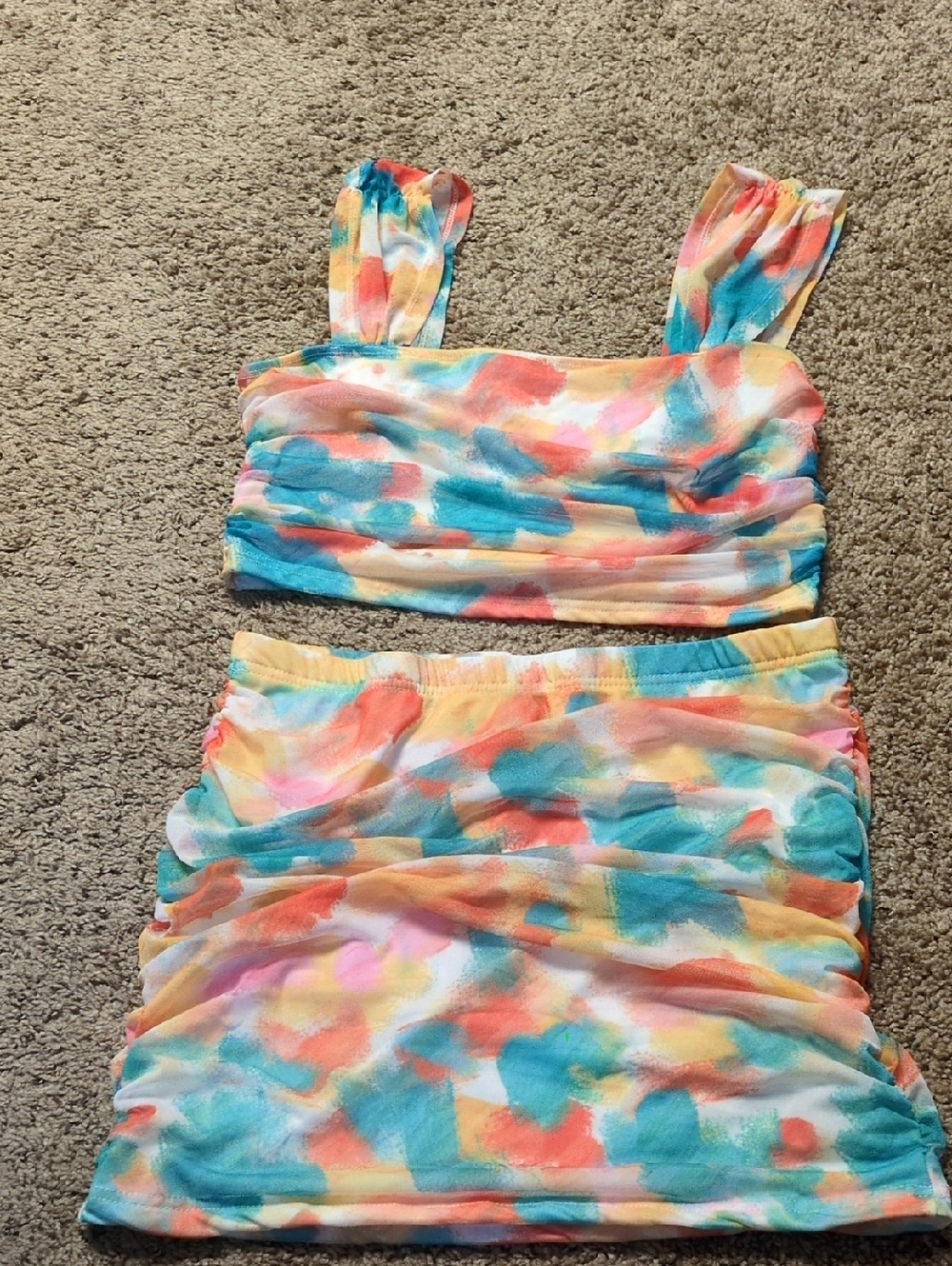 SHEIN White Multicolor Tie-Dye Elastic Waistband Skirt